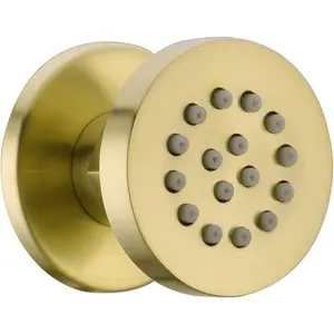 Adjustable Wall Mounted Solid Brass Body Spray Shower Jet - Round Massage Side Sprayer Spa System Shower Set Brushed Gold Brass Finish