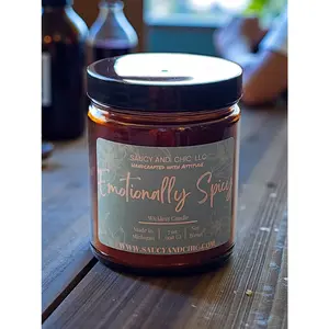 Emotionally Spicy Wickless Candle – 7oz Funny Sassy Candle, Handcrafted Home Fragrance