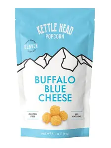 Kettle Head Popcorn Buffalo Blue Cheese – Savory Gourmet Popcorn Snack, Hand Popped, Gluten Free, 4.1 oz