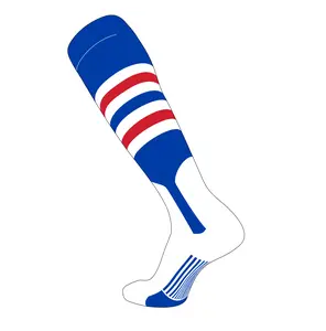 TCK Elite Baseball Knee High Stirrup Socks (I, 7in) Royal, White, Red