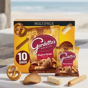 Gardetto's Original Recipe Snack Mix, Crunchy Breadsticks, Pretzels & Roasted Rye Chips, Kosher Snacks Multipack, 10 Single-Serve Bags, Individually Wrapped Party & Family Pack, 17.5 oz Bulk Box