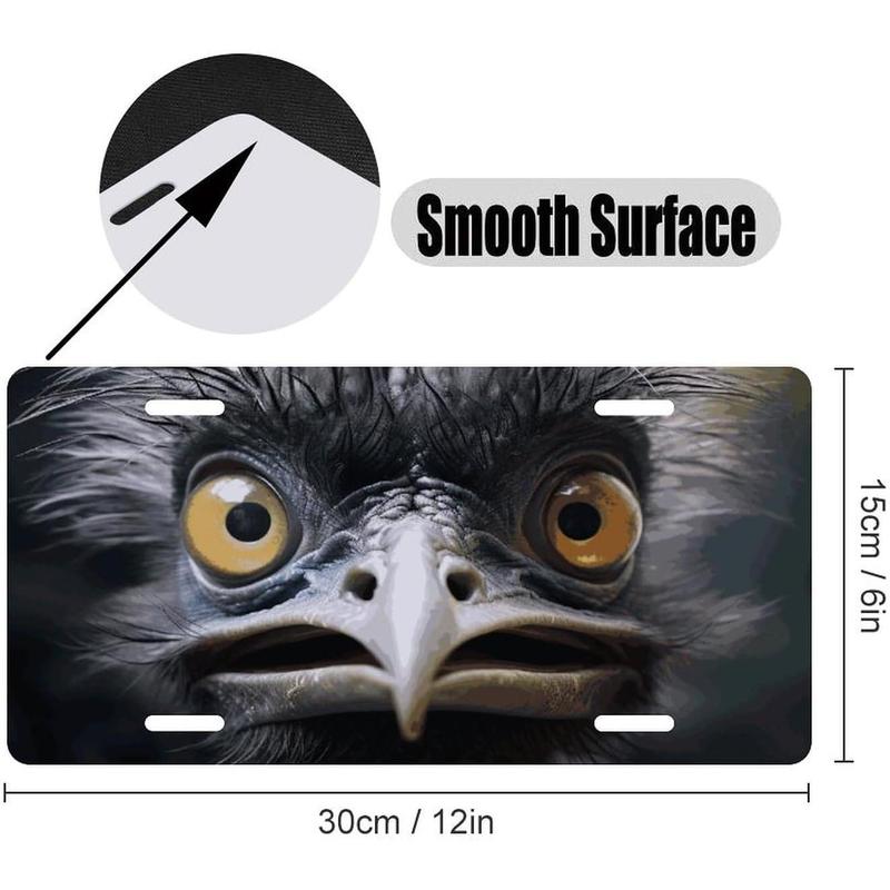 Emu License Plate Frames for Women Universal Aluminum Us Car Tag Frame 6x12 Inches Rustproof Personalized License Plate Cover with 4 Holes