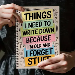 Fun Spiral Notebook for Seniors, Diary Journal, Ideal for Workplace & Education Institutions, Memory Reminder Notes Book