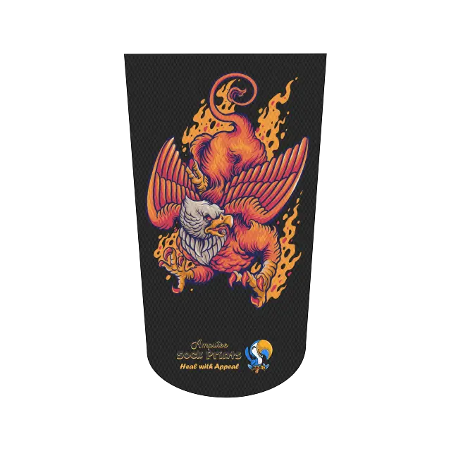 Amputee Sock "Phoenix Firebird blk bgnd V1", Prosthetic Limb Sock, 3ply Stump Sock