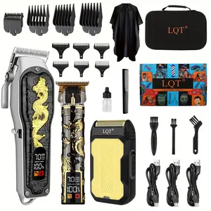 Men's Haircut Set, Professional Trimmer and Clipper Kit, Rechargeable Hair Clippers with Digital Display, Precision Steel Blades, Barber Hair Clippers