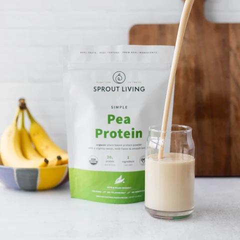 Sprout Living Simple Pea Protein Organic Unflavored Plant-Based Powder 20g Protein Per Serving Hypoallergenic Low FODMAP Keto Paleo Friendly US