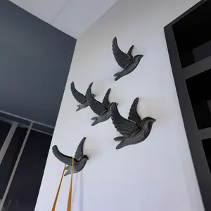 5.5" Vintage Black Cast Iron Bird Hook, Heavy-Duty Rustic Wall-Mounted Coat Rack Hanger, Easy Installation for Entryway & Bathroom (1/3 Pack)
