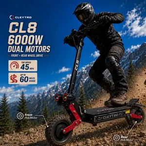 CLEYTRO CL8 Electric Scooter for Adults, 6000W Dual Motor High Power High Speed Off Road E Scooter, 45 MPH, Up to 60 Miles, 60V 33Ah Battery, 11" Tires, Hydraulic Suspension