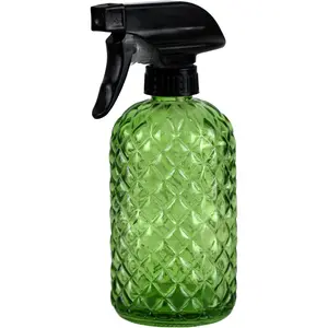12Oz Glass  Spray Bottle,   Glass Sprayer, Watering Can with Black Plastic Top Pump, Handheld Watering Can for Indoor Outdoor Potted  and Greenery (Green)