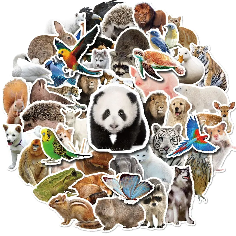 50pcs Animal Series Sticker, Waterproof Sticker Pack for Wall Water Bottle Skateboard Helmet Car Decal Bike Luggage Laptop, Decorative