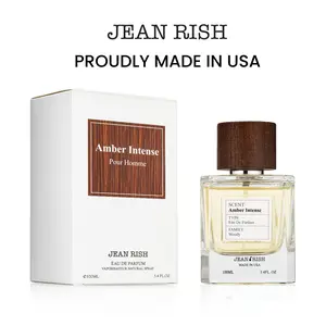 Amber Intense, Jean Rish, Men Perfume, Eau De Parfum (3.4 Fl Oz / 100 ml) with Mandarin, Cinnamon, Amber – Long Lasting and Luxury Fragrance, Made In USA