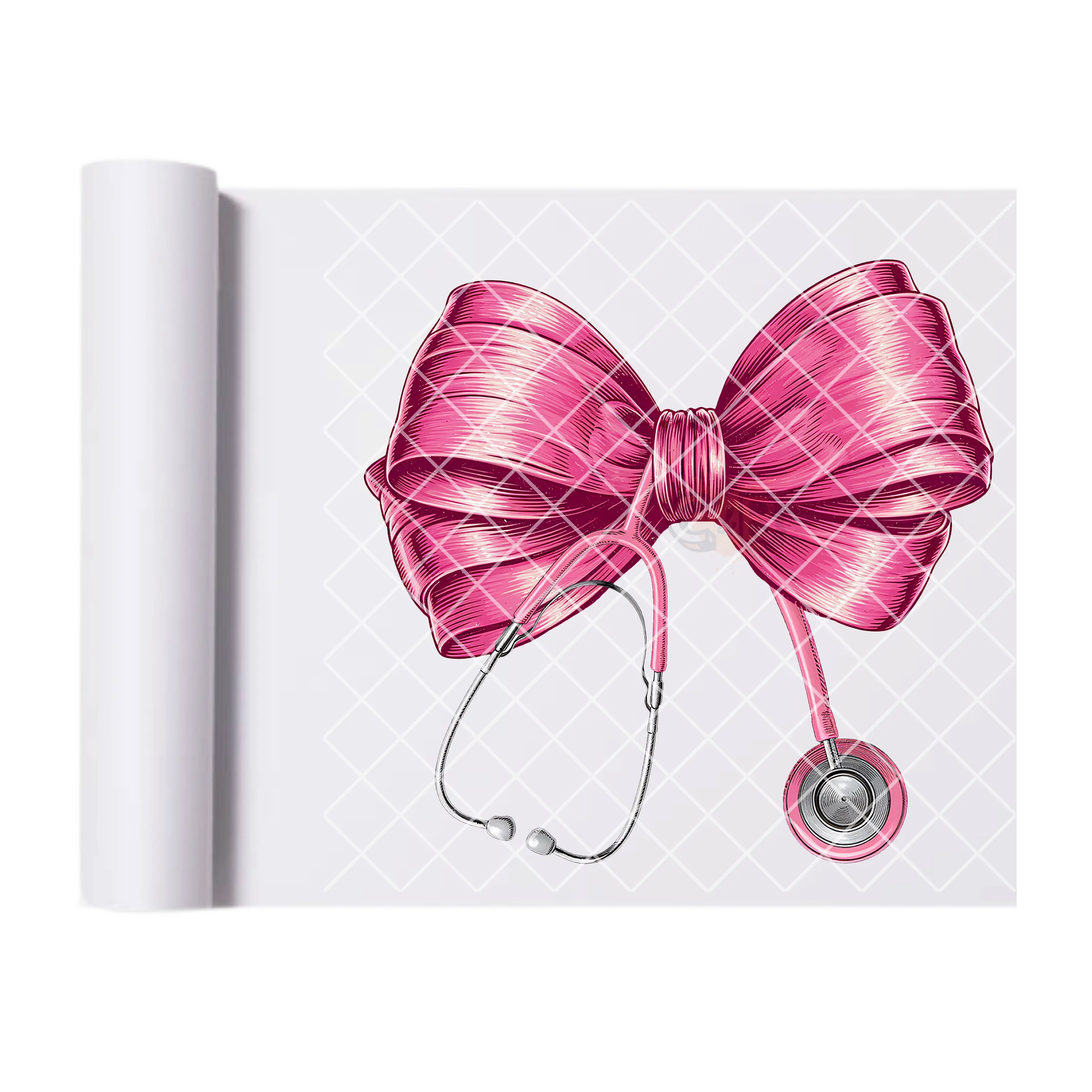 Pink nurse bow with stethoscope Direct Print Film Transfer - High-Quality Print Transfer