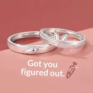 Cute Adjustable Rabbit Couple Rings, Niche Design, Ins High-End Feel, Versatile Elegant Best Friend Gift for Men for Special Occasions