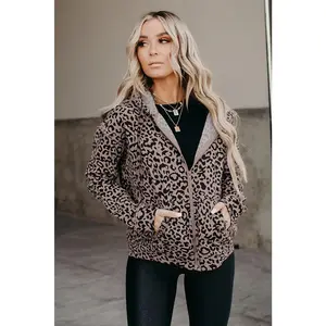 Leopard Hoodie Zip Up Jacket
