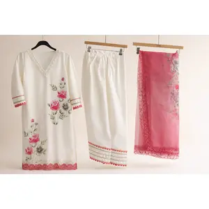 Coral & Pink Muslin Farshi Salwar Suit with Lining