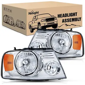 Nilight 2004 2005 2006 2007 2008 Ford F150 2006 2007 2008 Lincoln Mark LT Headlight Assembly Chrome Case Amber Reflector