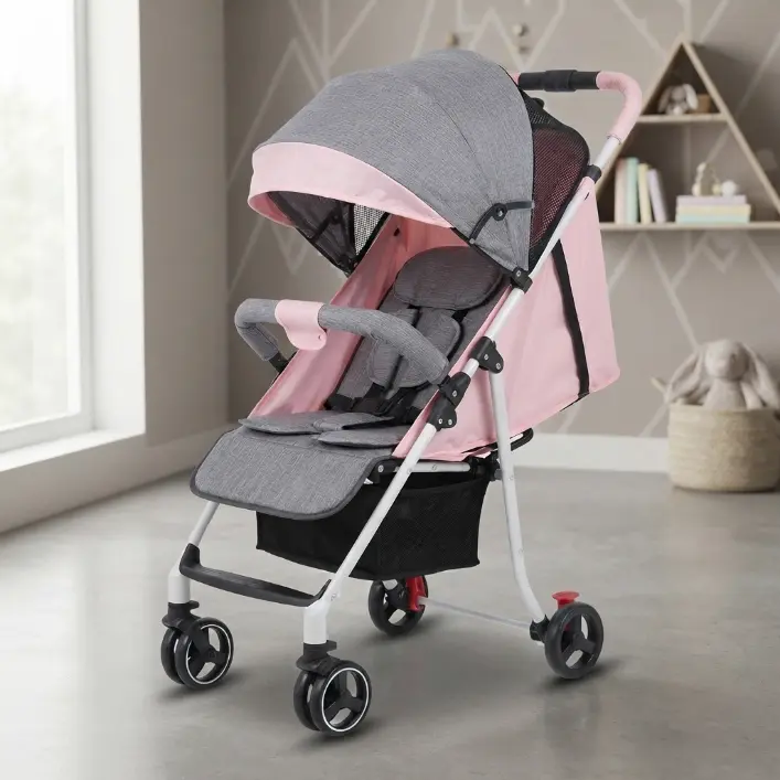 Baby Travel Stroller for Toddlers - 1-Hand Foldable, UPF50+ Sunshade, Seat Basket, Space-Saving Design for Travel