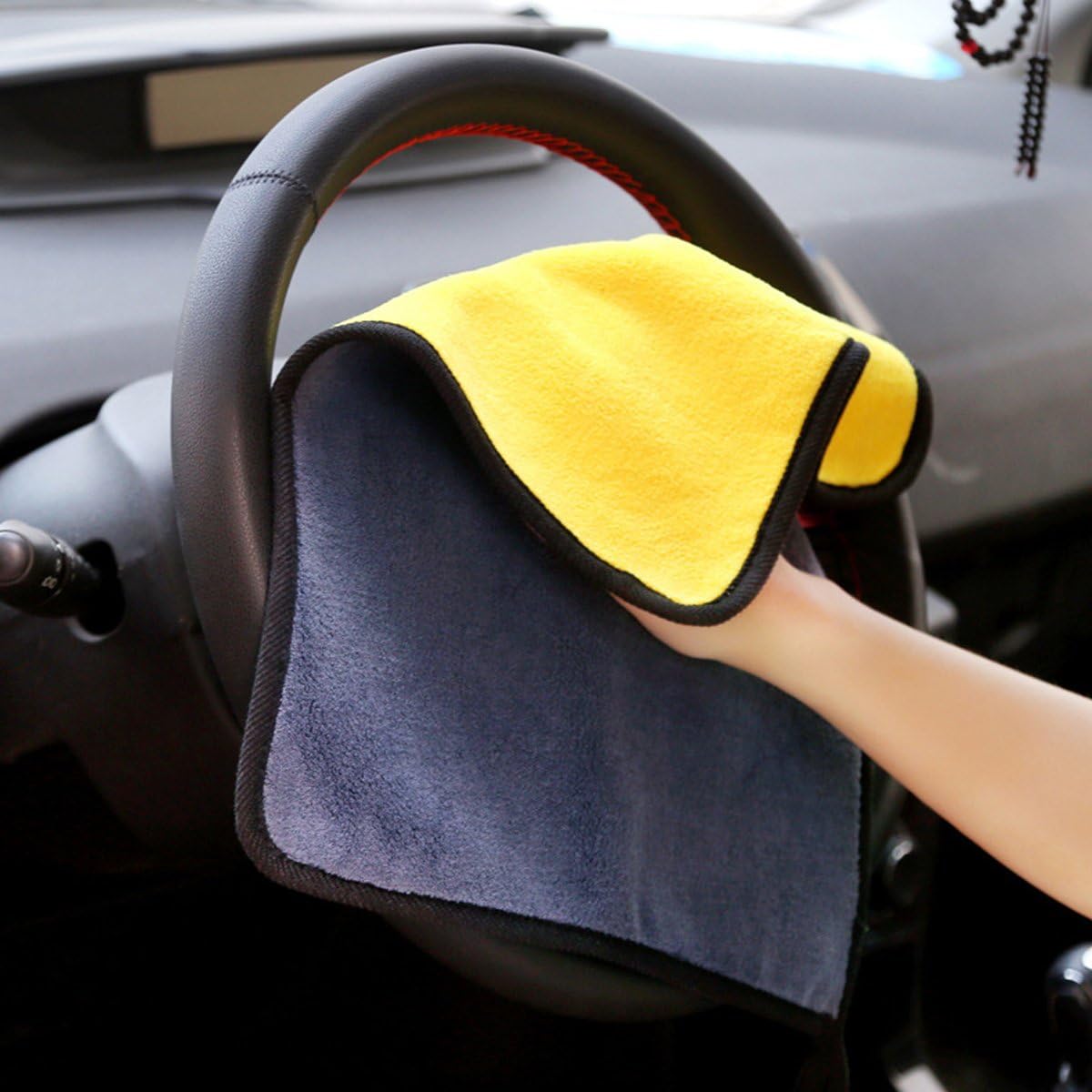 10 Counts Super Thick Double-Sided Car Cleaning Micro Fiber Towel, for Car Body Seat Dashboard Glass Interior Care, Multifunctional Auto Wash Cloth, High Water Absorption Lint-Free Soft Drying Polishing Towel