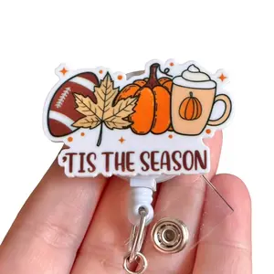 Glitter My Badge Halloween Tis the season football nurse badge reel for nurse and hospital workers. Badge clip Badge pull - Retractable swivel clip with a 360 rotation. Great gift for coworker.