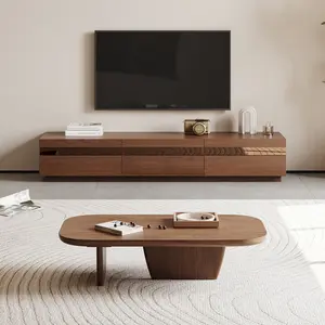 Mid Century TV Stands,Solid Wood Media Console,Brown Color