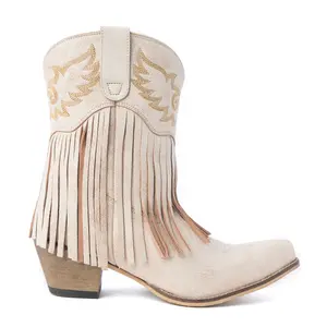 Desert Angel Fringe Booties in White
