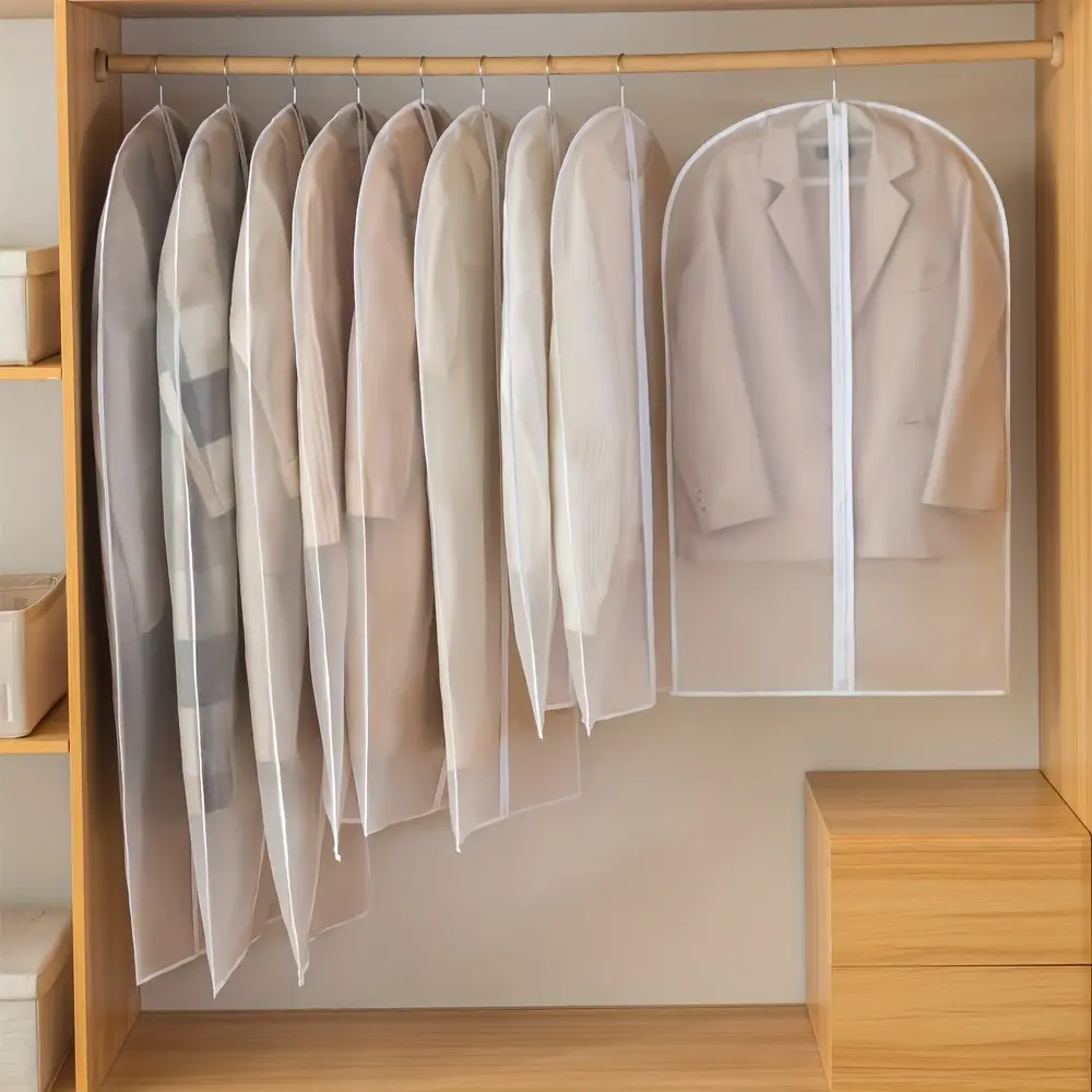 Of 5 Three-Dimensional Dust Bags for Hanging Clothes, Protective Covers for Garments, Dust-Proof Suit Bags, And Wardrobe Coat Covers