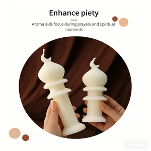 2pcs Islamic Theme Aromatherapy Candles, Soy Wax, Smokeless, Long-Lasting Scent, Decorative, Gift, Perfect for Ramadan, Home, Soft Furnishings