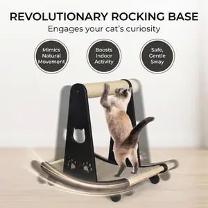 Cat Scratcher Bed Shaped U, for Indoor Cats, Hammock for Scratching Pad, Large Cat Lounge, Wooden Furniture Protector