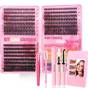 TikTok Viral 4-Style DIY Lash Cluster Kit | High-Capacity Multi-Length Lashes (Incl. Colorful Options) w/ Tools | Daily & Party Looks Eyelash Extensions