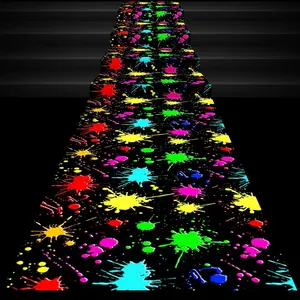 138 x 59 Inch Glow in Dark Party Supplies Neon Party Decorations Light up Dance Floor Blacklight Rug UV Reactive Fluorescent for Carnival Birthday Wedding Favors (Splash Ink)