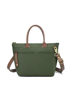 Dot | Small Tote | Fatigue Nylon + Brown Leather