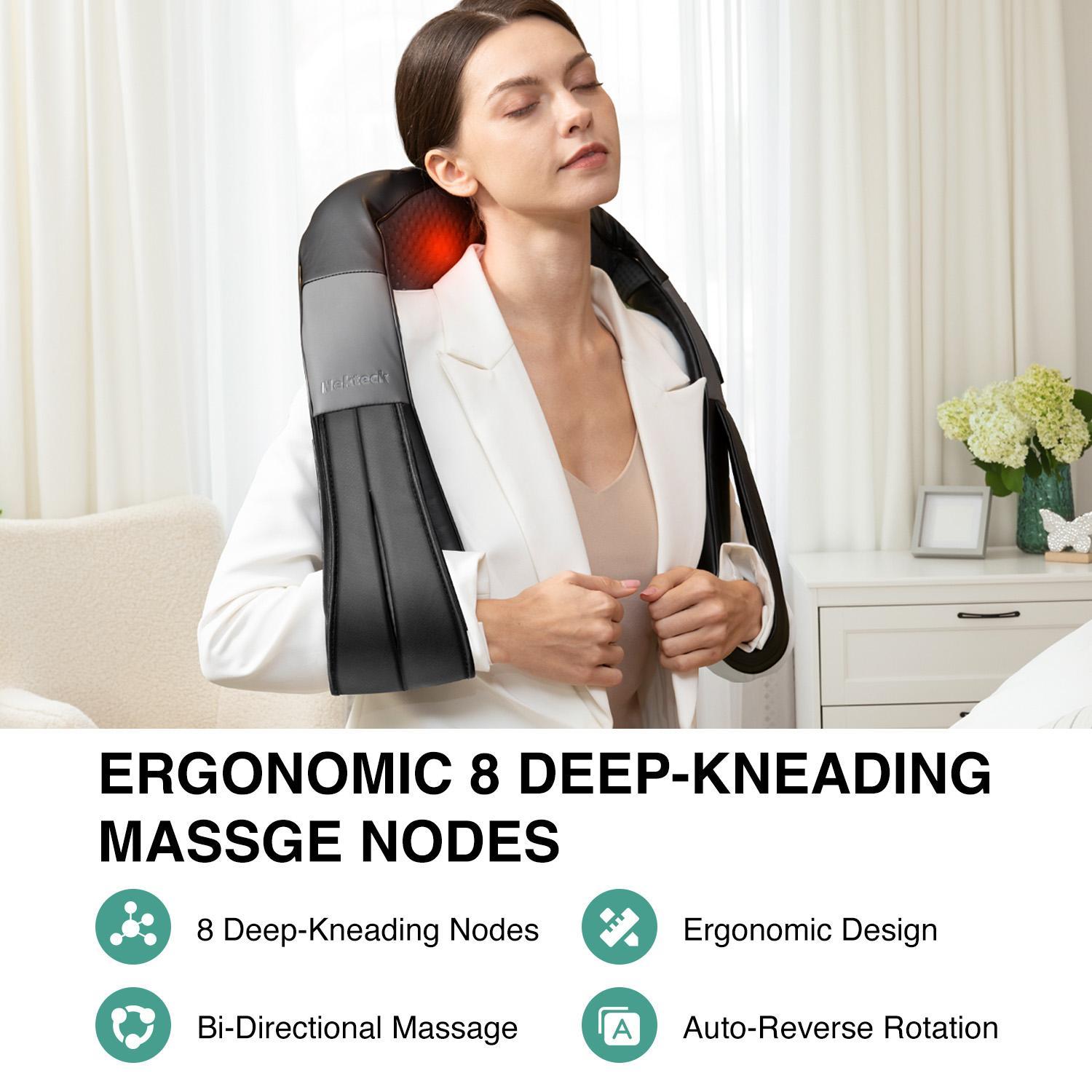 [Cordless] Neck Shoulder Back Massager with Heat - Shiatsu Massager Adjustable Relaxing Gift, 8 Kneading Nodes, 3 Speeds, 15-Minute Auto-Shutoff, Corded Electric summervibes Faux
