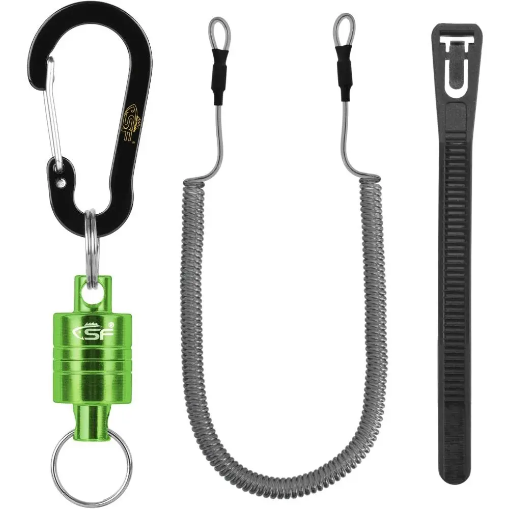 Strongest Magnetic Net Release For Fly Fishing Net, Magnetic Keychain, Fly Fishing Net Retractor, Magnet Clip Holder with Retractable Coiled Lanyard Carabiner