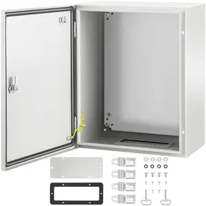 VEVOR NEMA Steel Enclosure, 20 x 16 x 10\'\' NEMA 4X Steel Electrical Box, IP66 Waterproof & Dustproof, Outdoor/Indoor Electrical Junction Box, with Mounting Plate