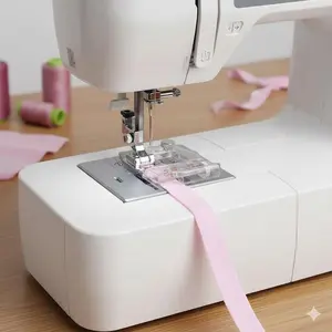 Snap-On Beaded Hemmer Foot for Sewing Machine, Bias Tape Rolled Hem Presser Foot Attachment Set for Chiffon Denim DIY Garment Crafting, Sewing Tools & Accessories