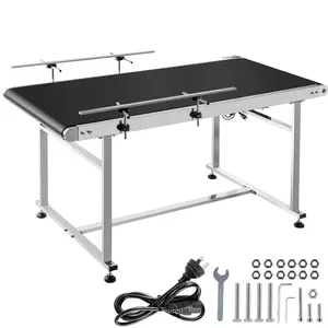 Father's Day Gift VEVOR Belt Conveyor Length 59-Inch, PVC Conveyor Belt Width 19.7-Inch, Motorized Conveyor Industrial Transport Conveyor w/ Double Guardrails Anti-static Adjustable Conveyor Table Electric Handling
