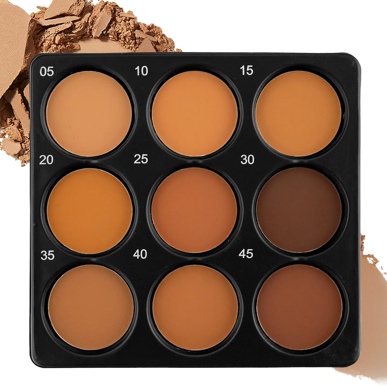 9 Shades Matte Contour Palette, Beauty Bronzer Face Makeup, Contour Cheek, Waterproof, Long-Lasting & Skin-Friendly Compact Pressed Powder Cosmetics for Dark Skin Tones