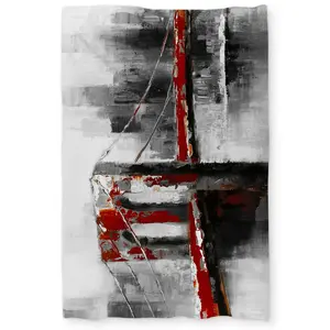 Begin Home Decor C1DCTXLWLMYX8L Abstract & Red Brooklyn Bridge Twin Size Extra Long Duvet Cover - Contemporary Home Decor