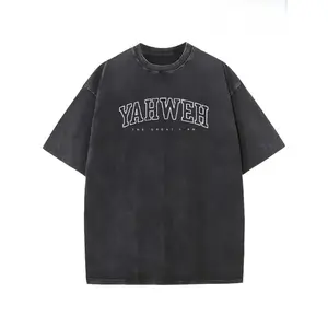 EWHMonogram printed T-shirt, premium 230g vintage Batik thick cotton T-shirt, men's fashion casual cotton T-shirt, short-sleeve round neck T-shirt DG004 vintage T-shirt