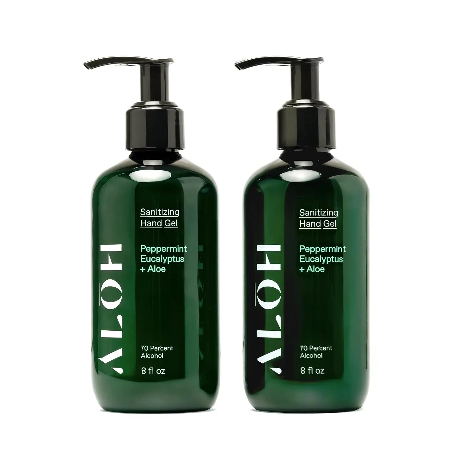 ALOH Hand Sanitizer Gel 2-Pack, Peppermint Eucalyptus – 99.9% Germ Protection, Lightweight, Ethyl