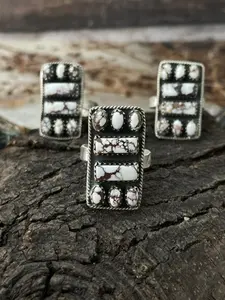 Handmade Sterling Silver Wildhorse Magnesite Adjustable Ring "Signed Nizhoni"