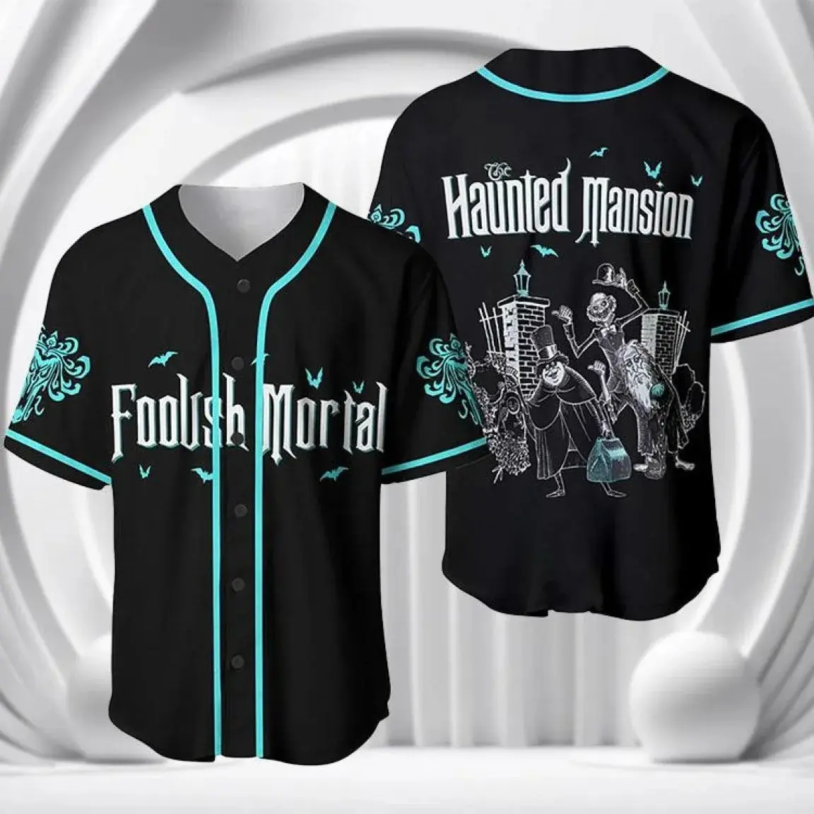 Retro Haunted Mansion Baseball Jersey – Vintage Spooky Halloween Button Up Shirt for Men Women