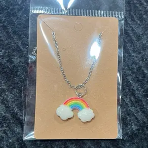 Rainbow Necklace with Cloud Charms - Simple Design Jewelry Accessory