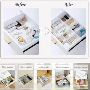 Name 8pcs Multipurpose PP DIY Adjustable Drawer Desktop Dividers for Storage Organize Office Kitchen Socks Medicine Cosmetics