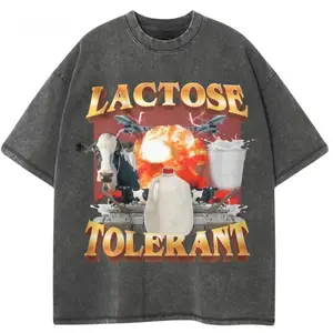 Lactose Tolerant Vintage Graphic T-Shirt, Retro Milk 90s Funny Shirt, Funny Shirts For Friends, Y2k Unisex Baggy Shirt, 2000s Shirt Gift