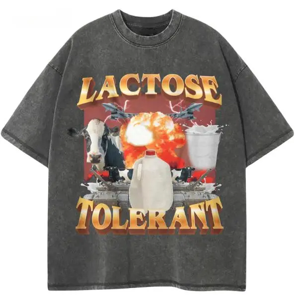Lactose Tolerant Vintage Graphic T-Shirt, Retro Milk 90s Funny Shirt, Funny Shirts For Friends, Y2k Unisex Baggy Shirt, 2000s Shirt Gift