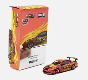 Tarmac Works 1/64 HKS Hiper Nissan Silvia S15 RS-2 Chrome Red Tokyo Auto Salon 2025 Special Edition JDM