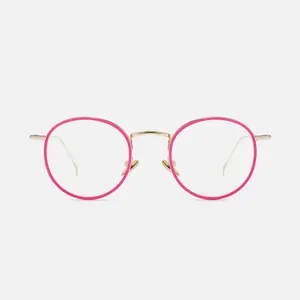 「TIJN-Dopamine-Henk Windsor Rim」Glasses for women with Hand-laminated Acetate Rims Debossed Metal Eyeglasses