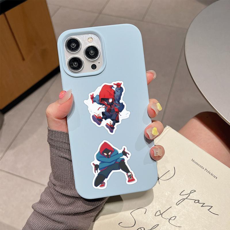 Marvel Spider-Man Cartoon Stickers 50pcs - Blue Design with Red and Blue Character for Decorative Use