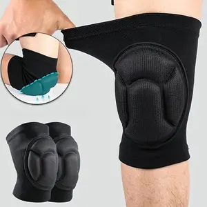2 Pack Adjustable Knee Braces Thick Sponge Cushion Knee Pads Non Slip Breathable Durable Elastic Compression Knee Sleeves Unisex Black Soft Support Knee Protectors for Gym Workout Fitness Daily Sports Outdoor Activities